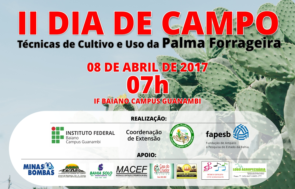 IF Baiano realizará Dia de Campo sobre cultivo de Palma no dia 08 de Abril