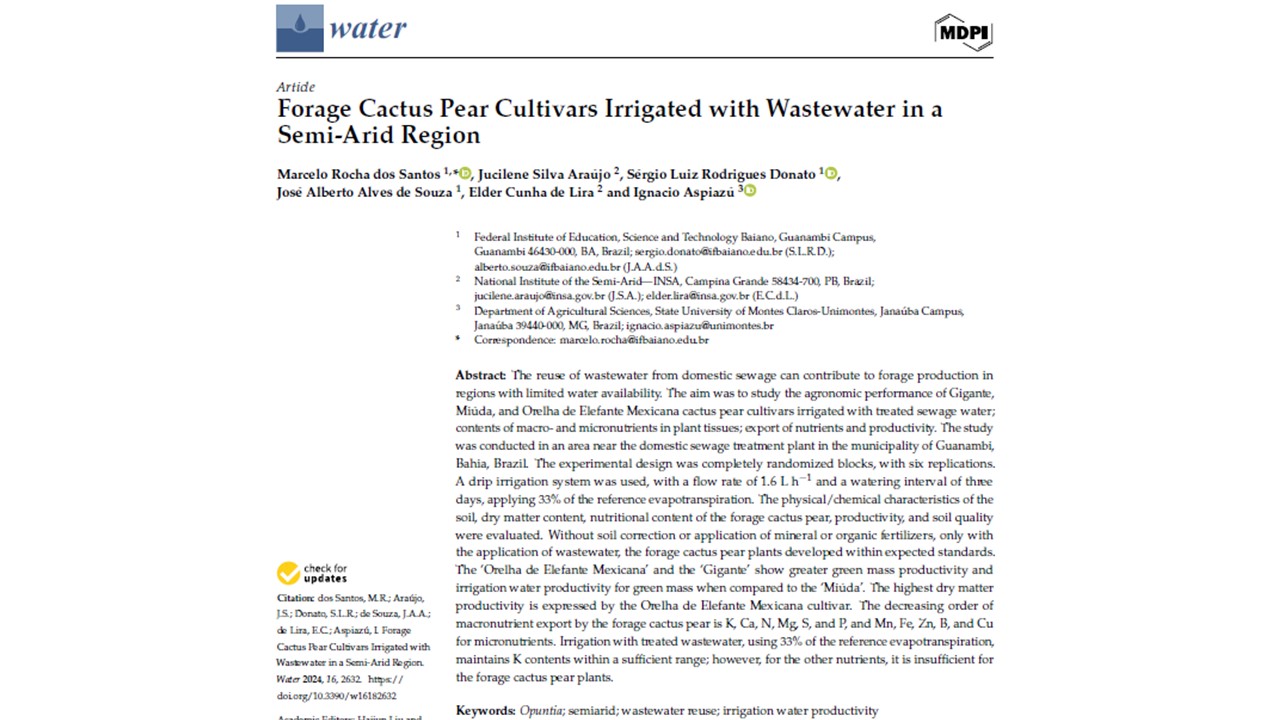 Forage Cactus Pear Cultivars Irrigated withWastewater in a Semi-Arid Region
